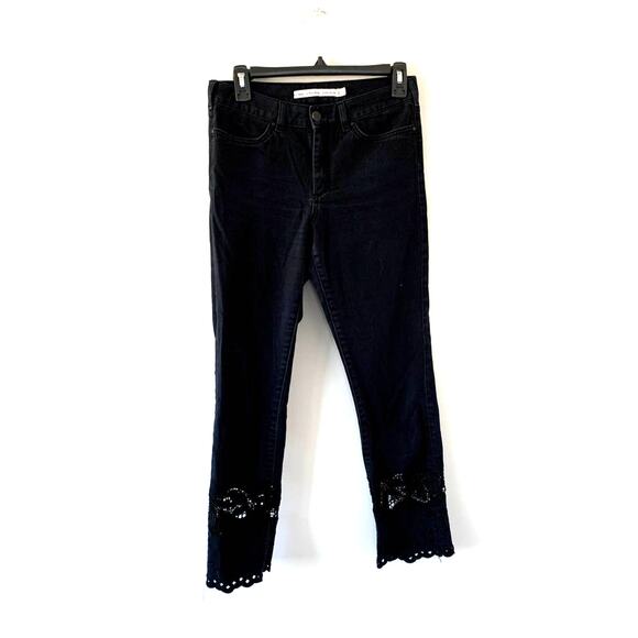 & Other Stories Black Denim Lace Ankle Jeans Size 27 - Picture 1 of 6